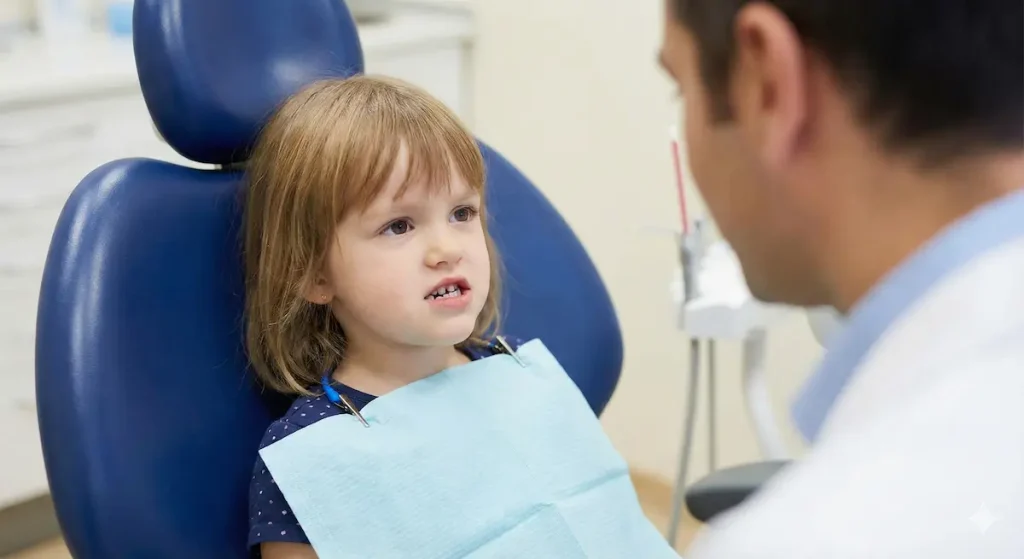معاینه دندان دختر بچه توسط بهترین متخصص دندانپزشکی کودکان تهران در محیطی آرام و بدون استرس